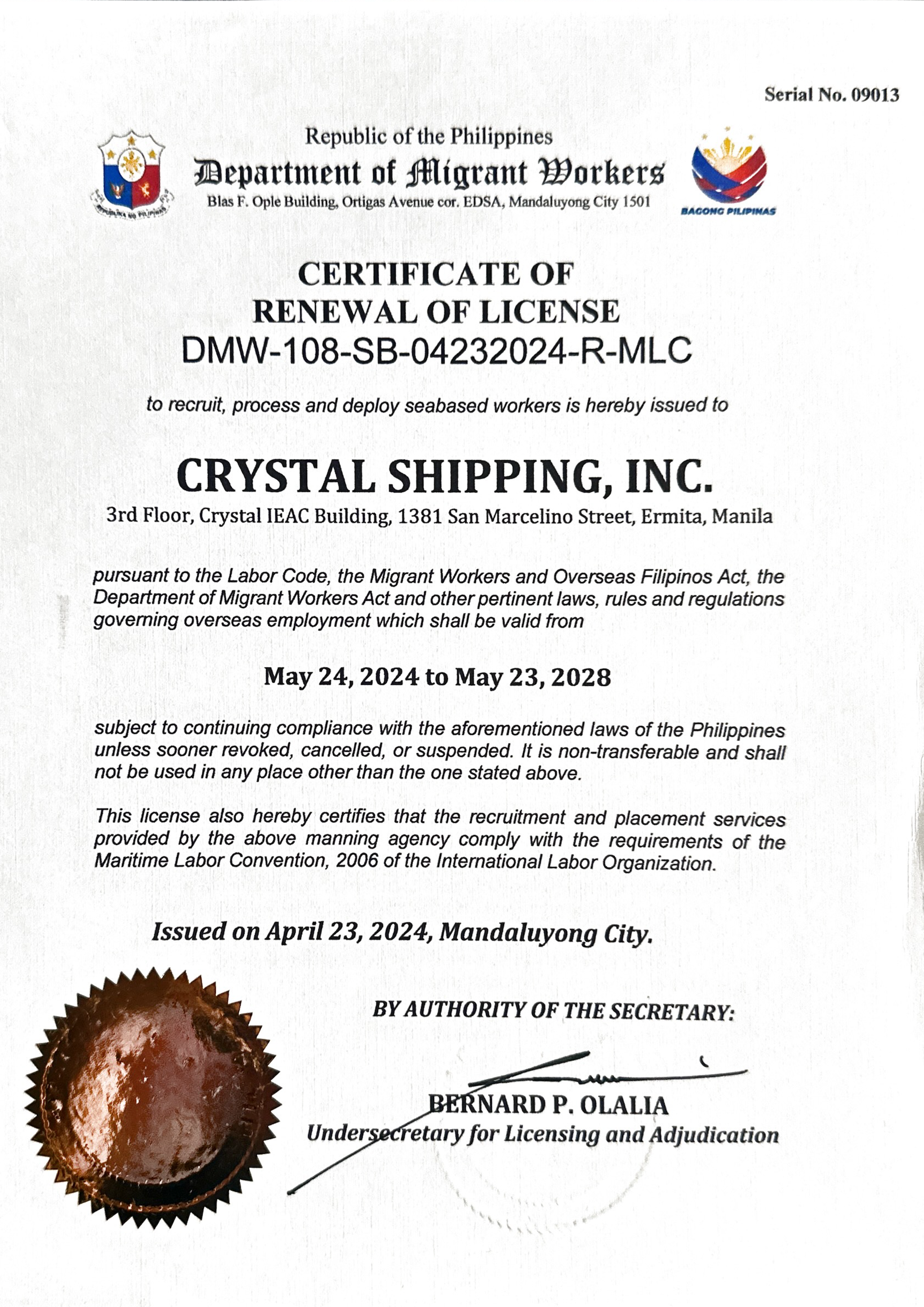 DMW MLC Certification DMW MLC Certification